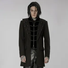 Men's Gothic Stand Collar Faux Wool Long Coat